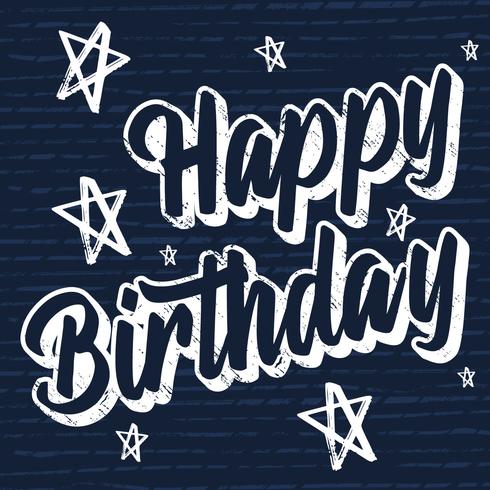 Happy Birthday Brush Script Style Hand Lettering