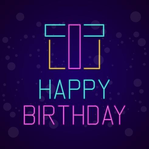 Happy Birthday Neon Signboard Vector Illustration