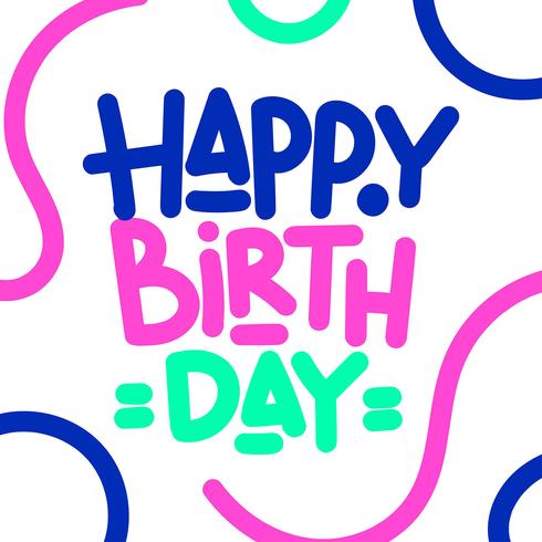 Happy Birthday Hand Lettering Custom Typography