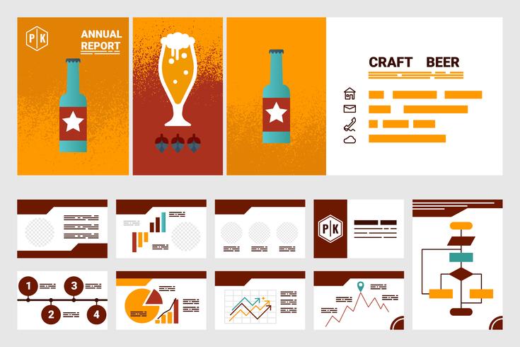 craft beer company annual report cover A4 sheet and presentation template vector