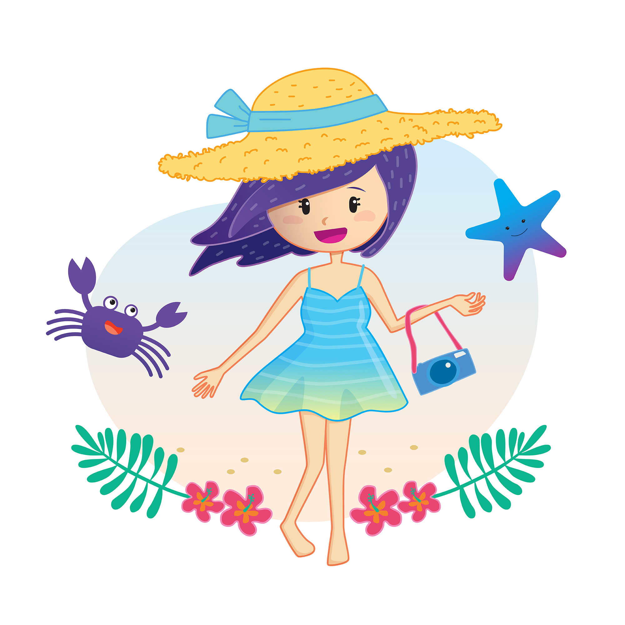 Beautiful summer girl 545533 Vector Art at Vecteezy