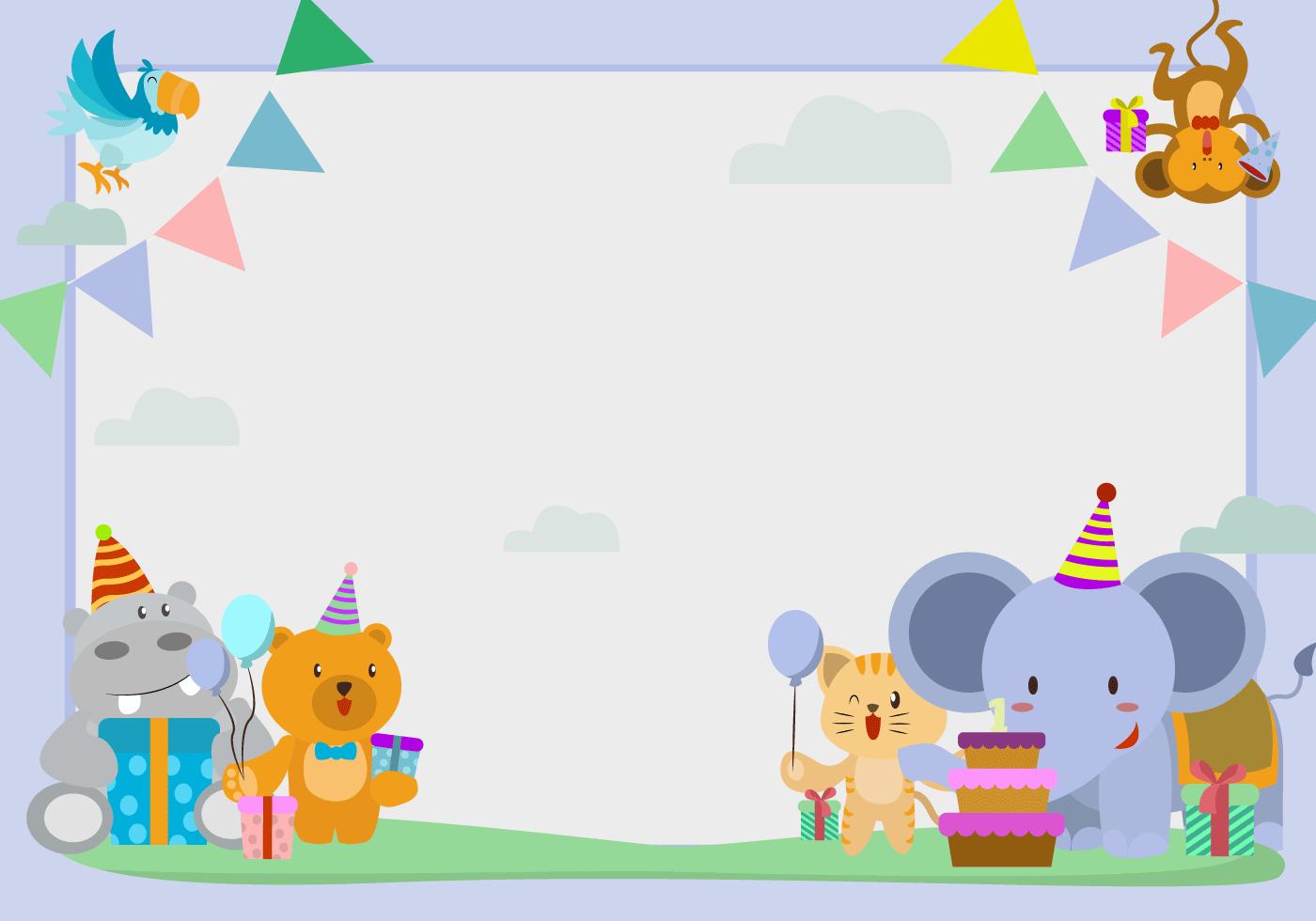 Cute Animal Birthday Frame Vector Illustration 545582 Vector Art at Vecteezy Cute Animal Birthday Frame Vector Illustration 545582 Vector Art at Vecteezy