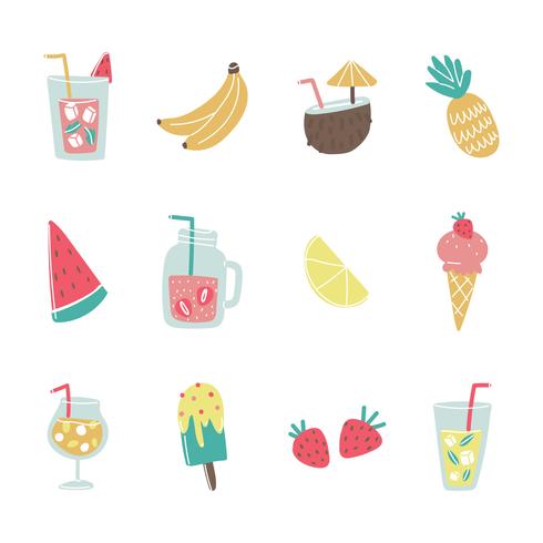 Colorful Summer Foods Icons vector