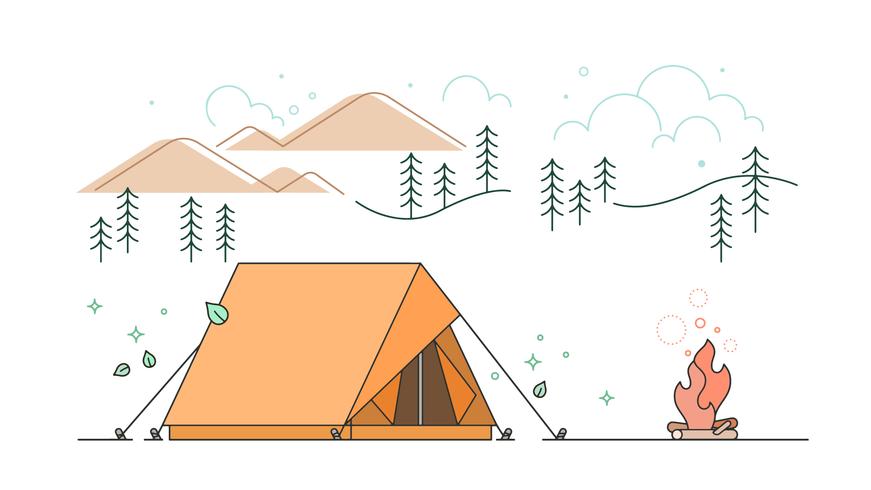 Mountains Tent Vector