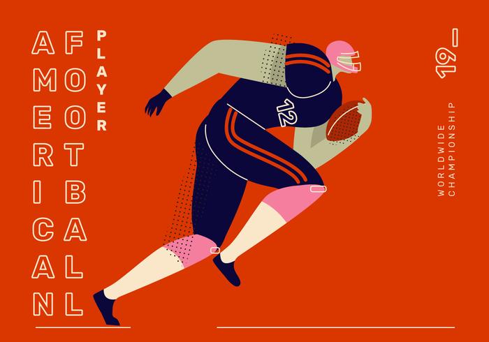 American Football Character Flat Vector Illustration