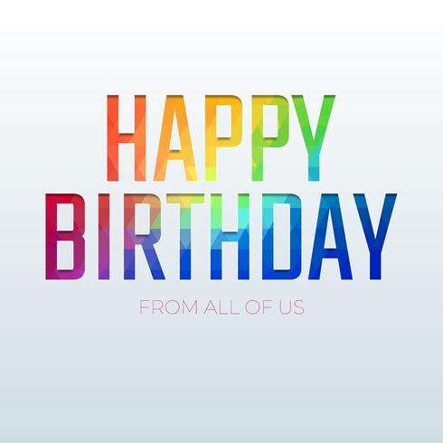 Tipografía geométrica colorida mínima del feliz cumpleaños en fondo simple vector