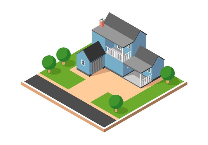 Vector de casa suburbana isométrica