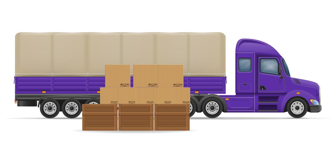 truck semi trailer for transportation of goods concept vector illustration