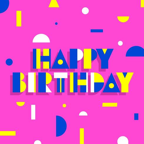 Feliz cumpleaños tipografía simple geométrica vector