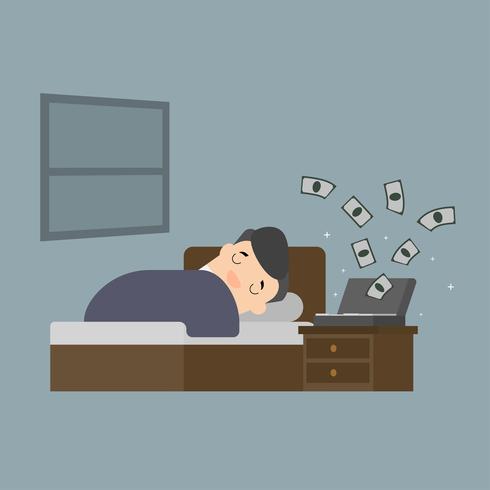 Businessman With Money Coming In While Sleeping Download Free
