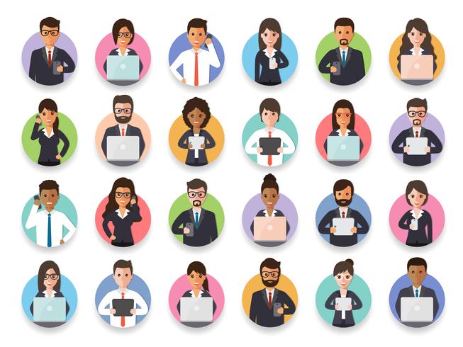 Connecting businessman and businesswoman via social network vector
