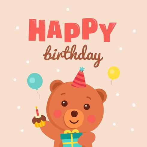 Cute Happy Birthday Greeting Card vector