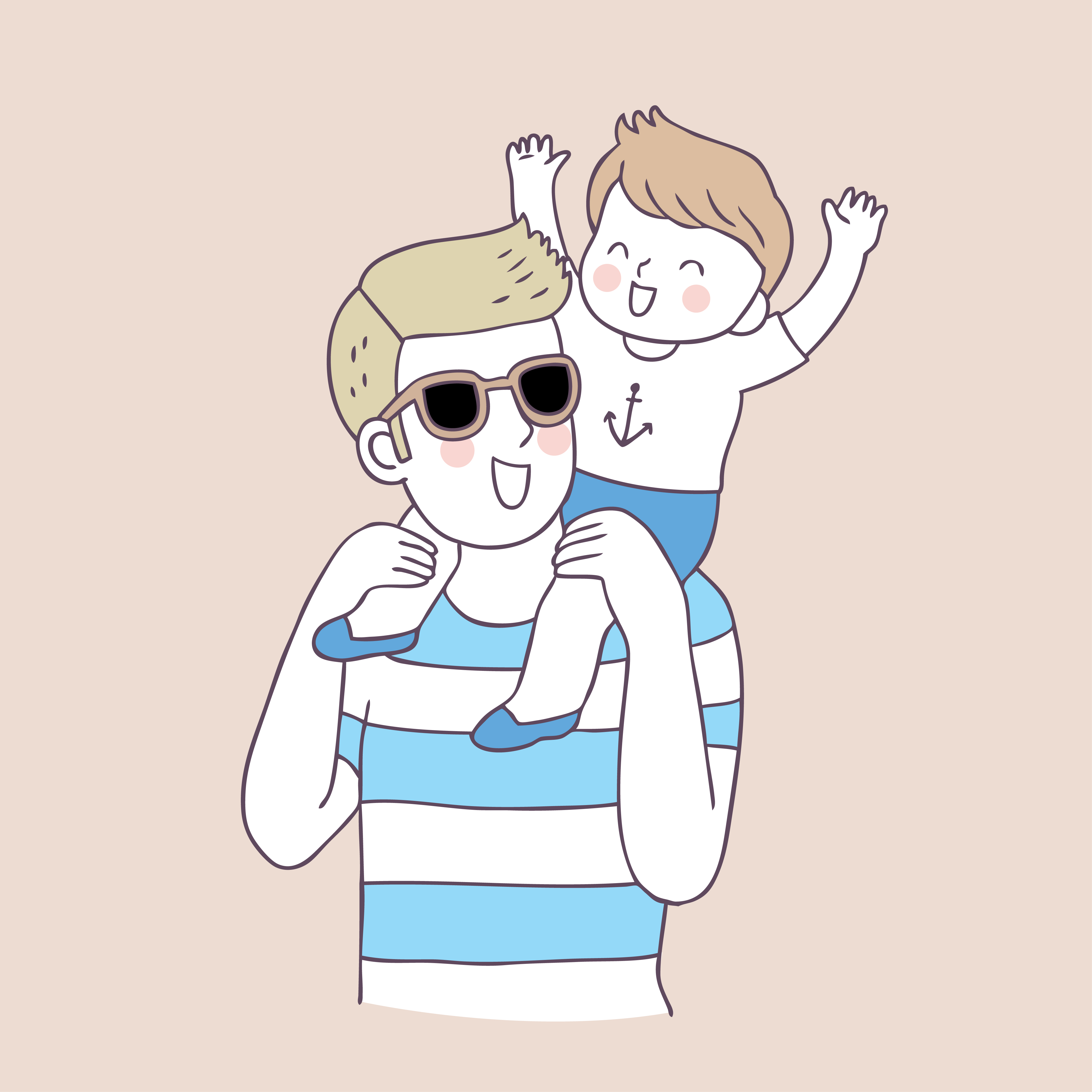 Cartoon cute father and boy vector. 546085 Vector Art at Vecteezy