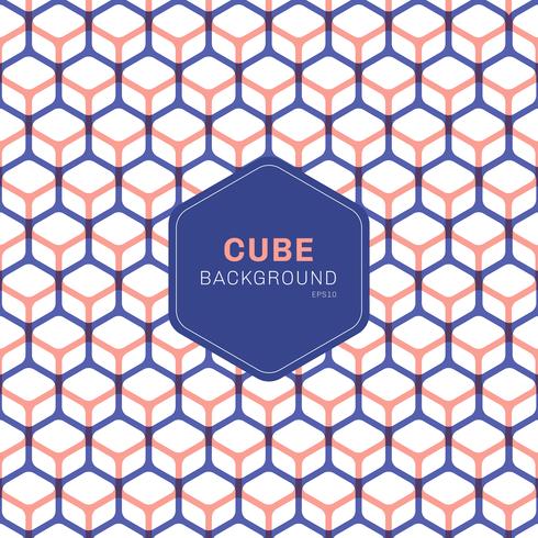 Abstract blue and pink geometric cube pattern hexagons on white background vector