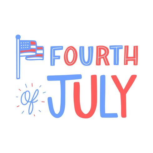 Lettering About Fourth Of July With Flag vector