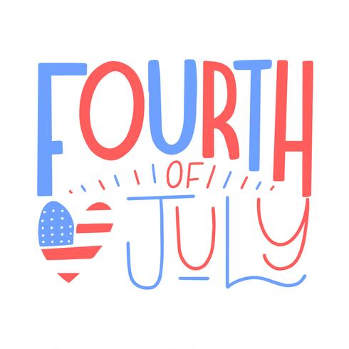 Cute Lettering About Fourth Of July With Heart vector