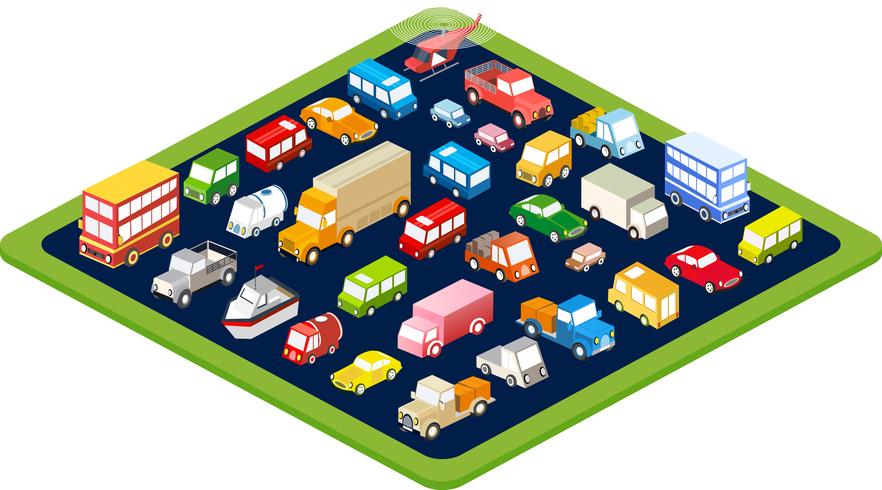 isometric flat cars vector