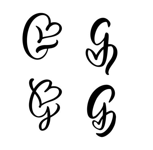 Download Vector Set of Vintage floral letter monogram G ...