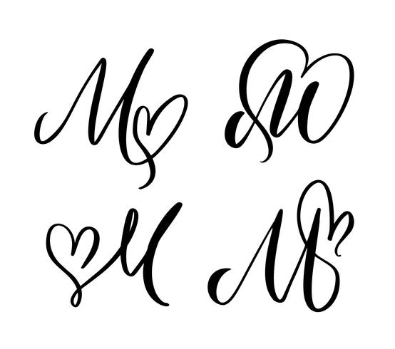 Nieuw Vector Set of Vintage floral letter monogram M. Calligraphy GQ-42