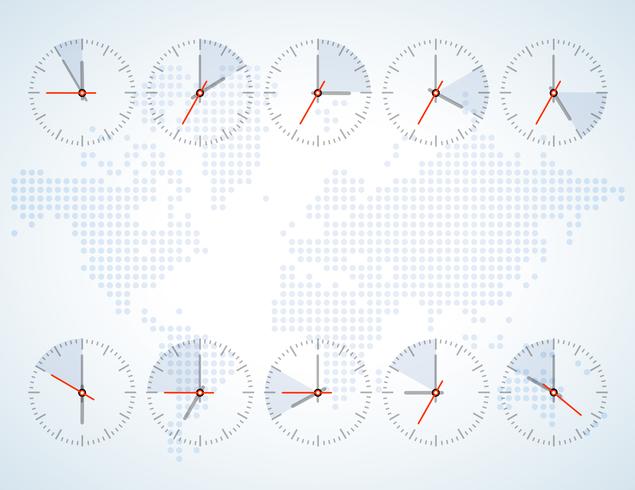 Image of a wall clock on a background map  vector