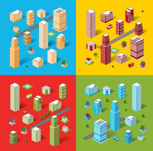 isometric urban objects vector