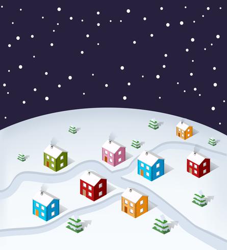 sometric City Christmas vector