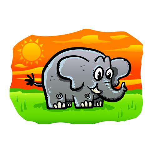 Ilustración de dibujos animados lindo elefante vector