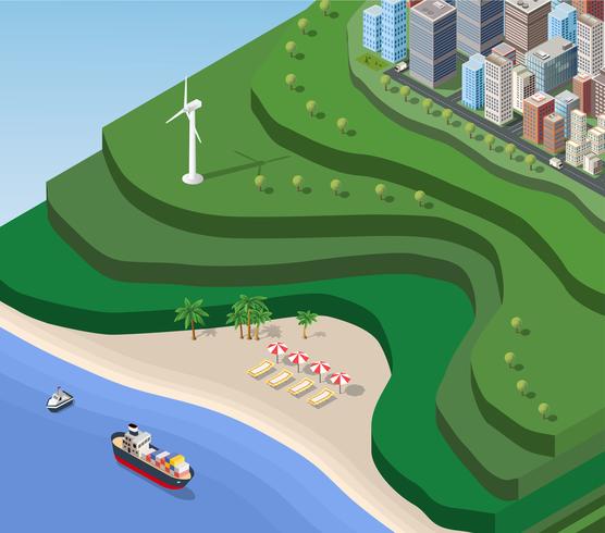 Beach Sea isometric  vector