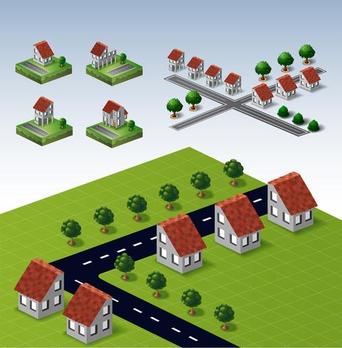 rural houses vector