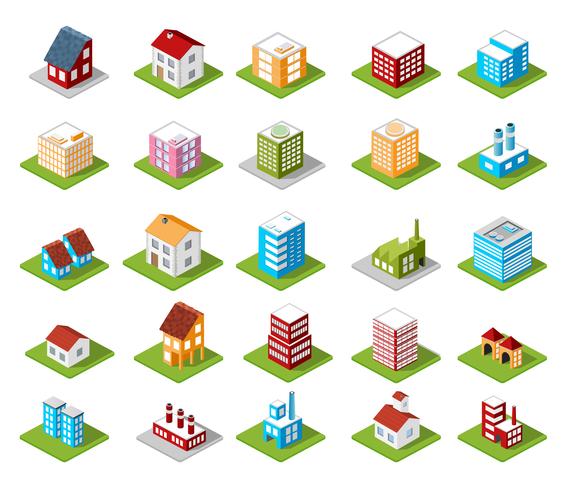 set of icons isometric house vector