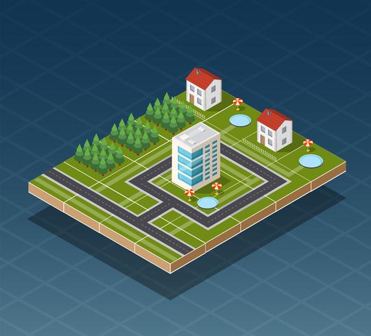 Isometric city map vector