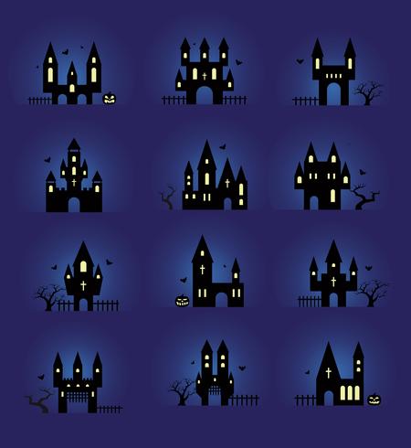 Halloween silhouettes set vector