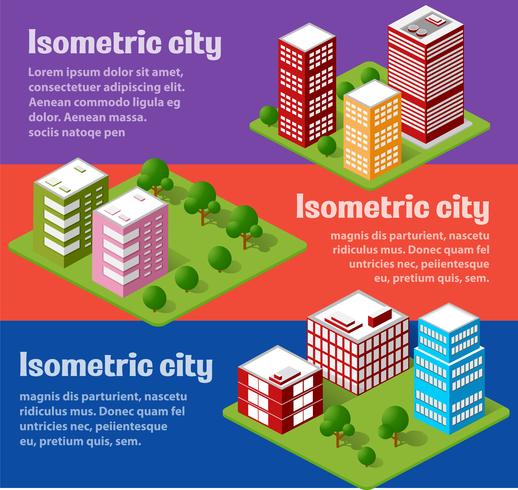 Un gran conjunto de objetos urbanos isométricos. vector