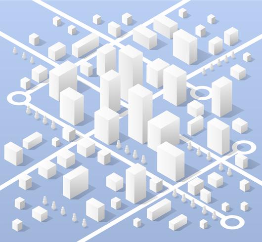 Mapa isométrico de la ciudad vector