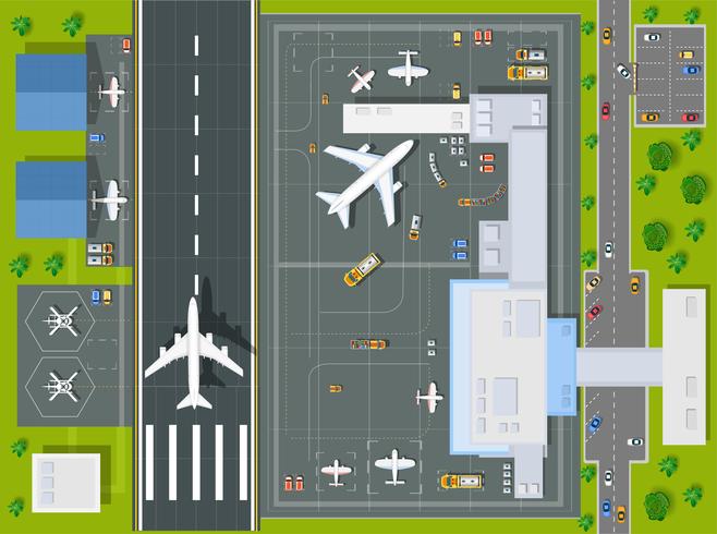 Aeropuerto de punto de vista de arriba vector