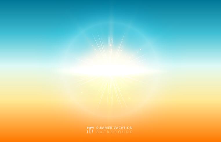 Abstract nature blurred sky background summer sunlight with flare sun. vector