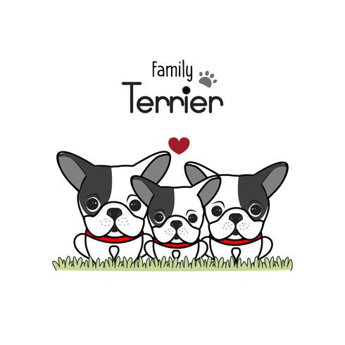 Terrier Dog Family Father Mother and Newborn Baby. vector