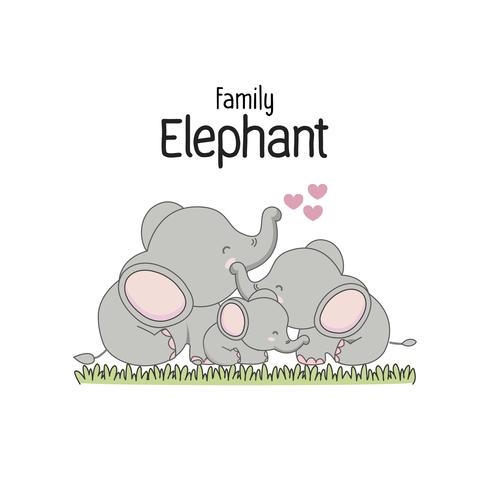 Familia Elefante Padre Madre y bebé. Ilustracion vectorial vector