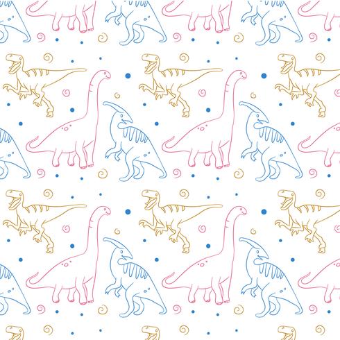 Cute Doodle Dinosaur Pattern vector