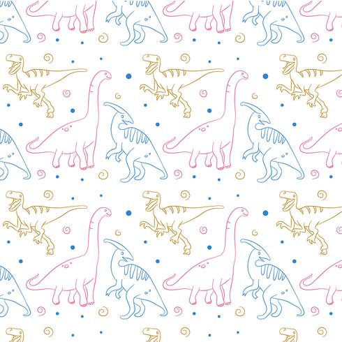 Cute Doodle Dinosaur Pattern vector