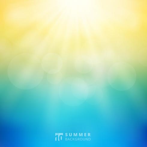 Summer season sunlight with bokeh in the sky blurred background. vector