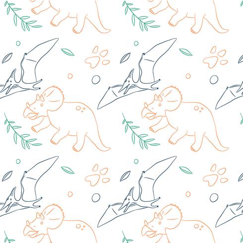 Hand Drawn Dinosaur Pattern vector