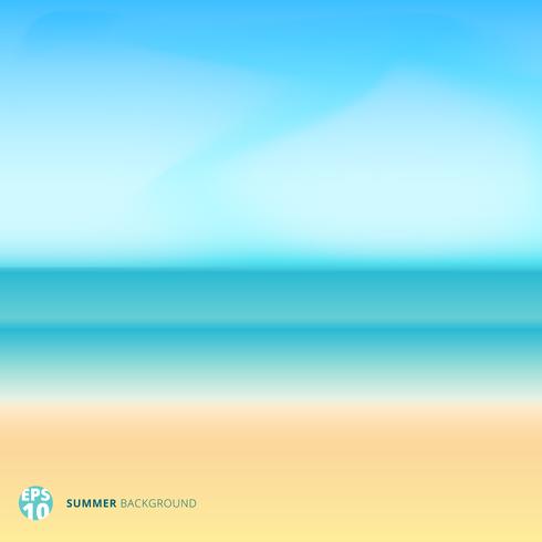 Summer season landscape blurred background with beach, sea. sky and cloud. vector