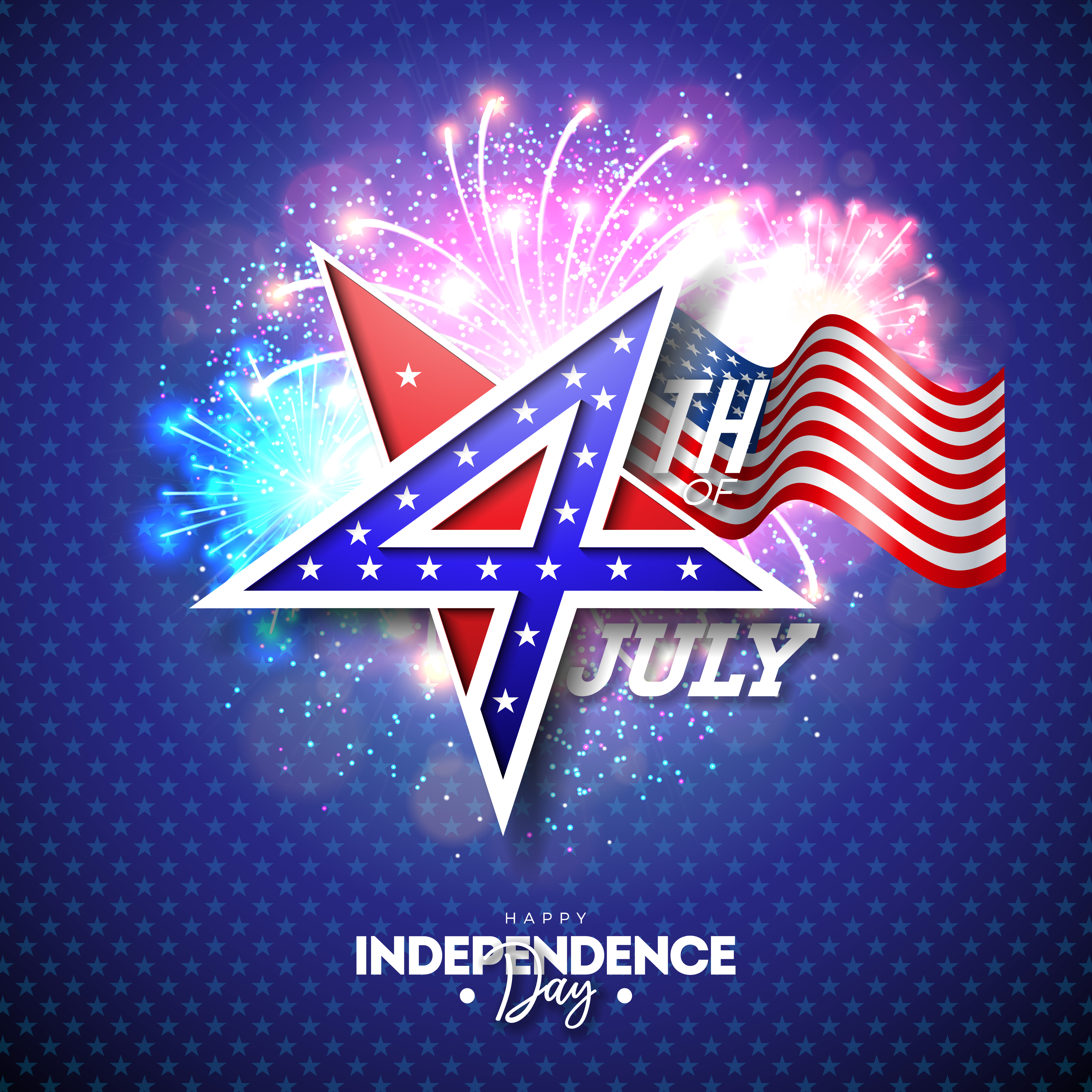 4th Of July Independence Day Of The Usa Vector Illustration With 4
