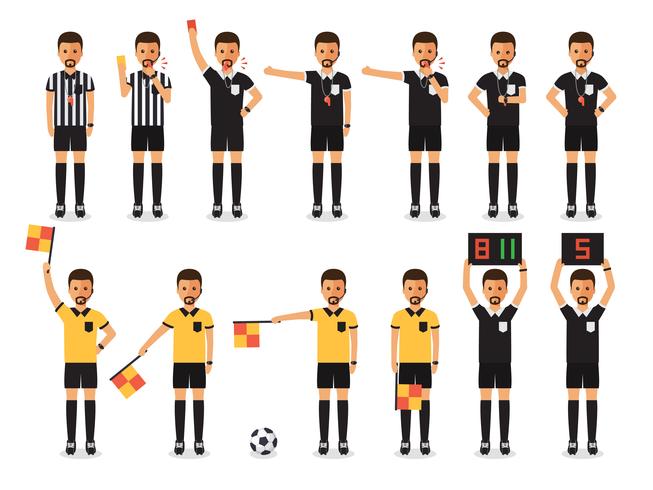 Soccer referee character set. vector