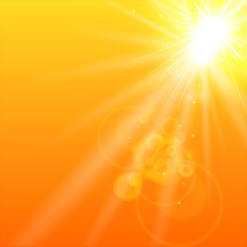 Summer orange background with sunlight. vector