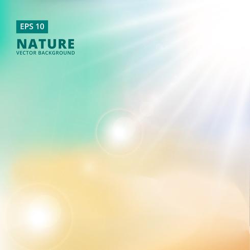 Sparkling sunlight and flares of light from the sides on a green background of nature. vector background 