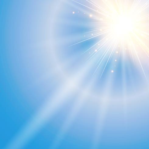 The sun shiny sunlight from the sky nature with lens flares vector