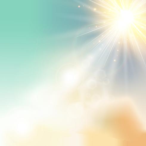 The sun shiny sunlight from the sky nature with lens flares vector