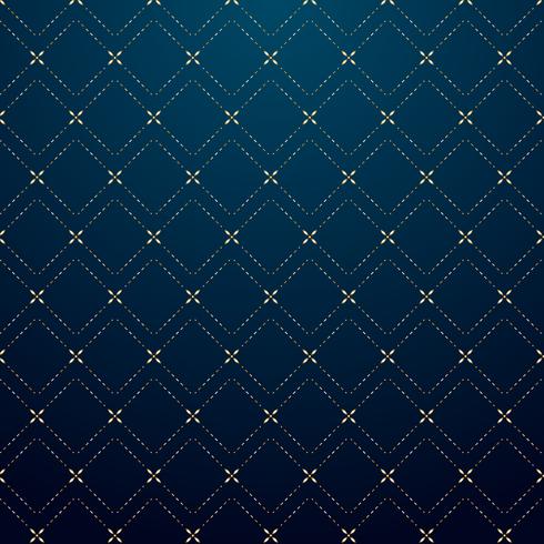 Abstract geometric squares gold dash line pattern on dark blue background luxury style. vector